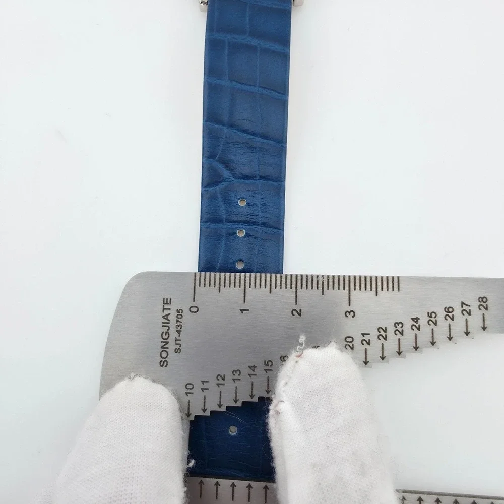 GOSSIP Ladies Quartz Watch Blue Dial & Crocodile Leather Strap Silver Tone 8